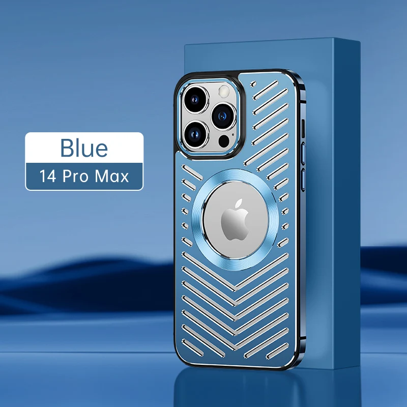 Cooling Armor Stainless Steel Frame Aluminum Metal Back Case For iPhone 12 13 14 Pro Max Magnetic Wireless Charging Cover