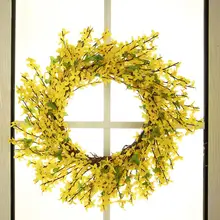 

Artificial Wreath No Withering Eye-catching Yellow Realistic Fake Flower Front Door Wreath Home Decoration