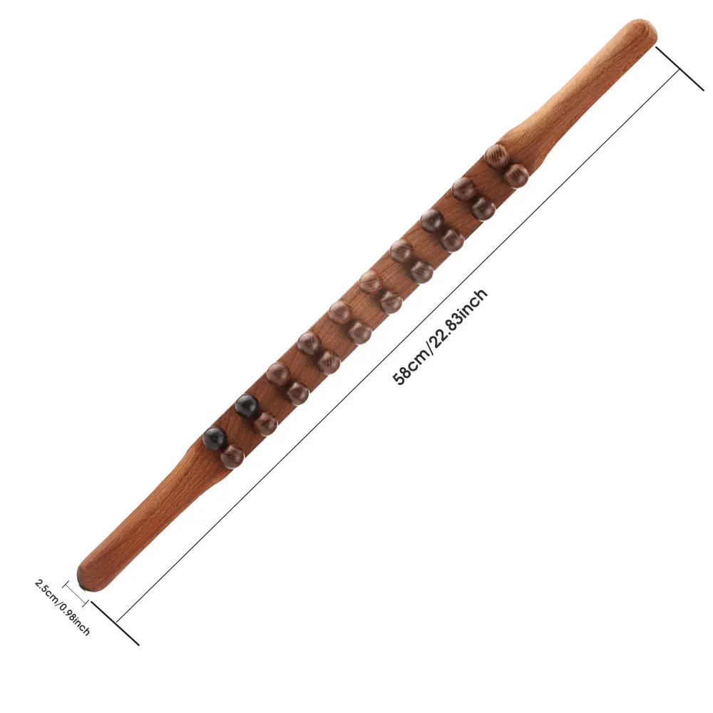 Massage Tool 20 Beads Universal Back Massage Tendons Beech Wood Scraping Stick Point Treatment Guasha Relax Therapy Abdominal Massager