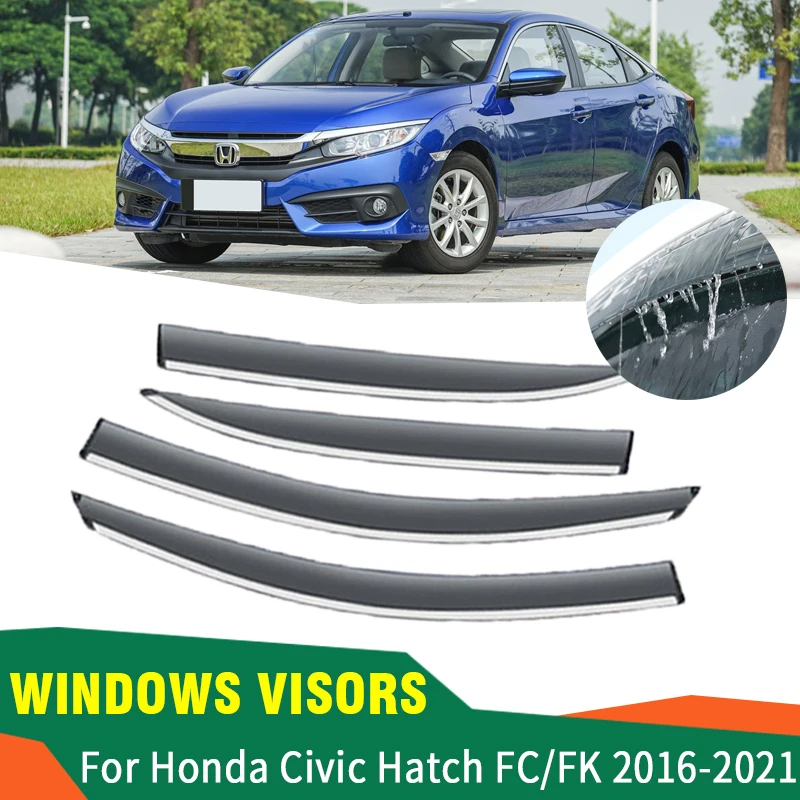 4 PCS Car Windows Visor For Honda Civic 10th Gen Accessories Hatchback