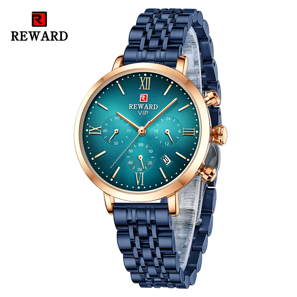 

New Design REWARD Quartz Watches for Women Fashion Sport Waterproof Wrist Watches Stainless Steel Female Wristwatch