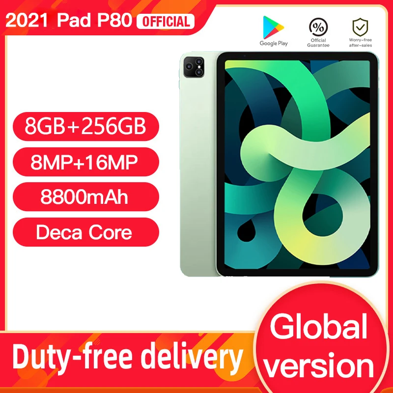 Планшет P80 Pad Pro 8 дюймов Гб ОЗУ 256 ПЗУ десятиядерный Android 10 0 планшеты с двойным