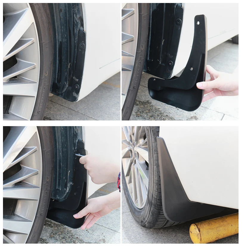 Car Tire Fender 4pcs Set Universal Front Rear Wheel Mud Flaps Splash Guards with Screw Automobile Protector Accessories