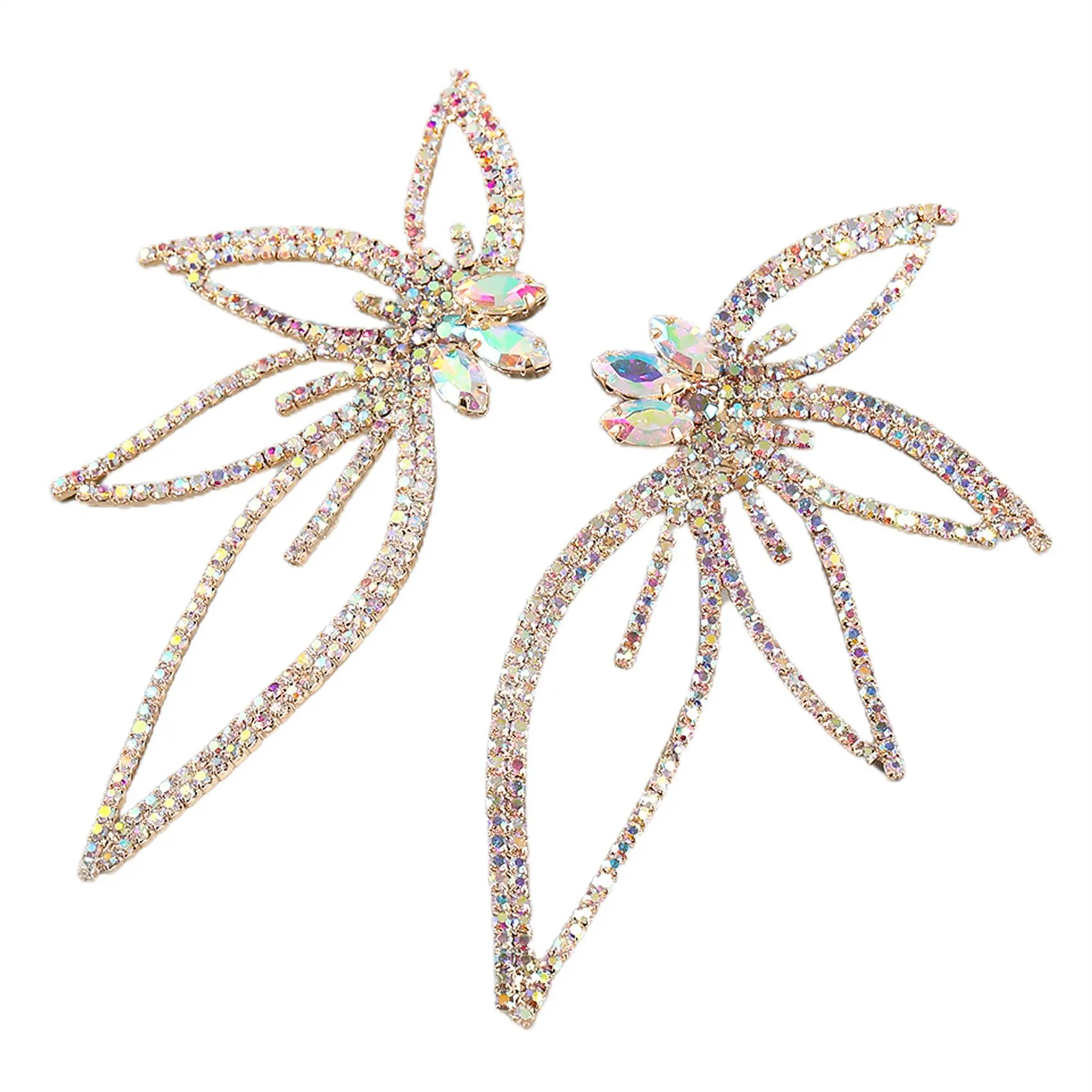 Sparkling Rhinestone Flower Drop Earrings Earrings for Women Dinner Party Wedding Fashion Jewelry AB Colored