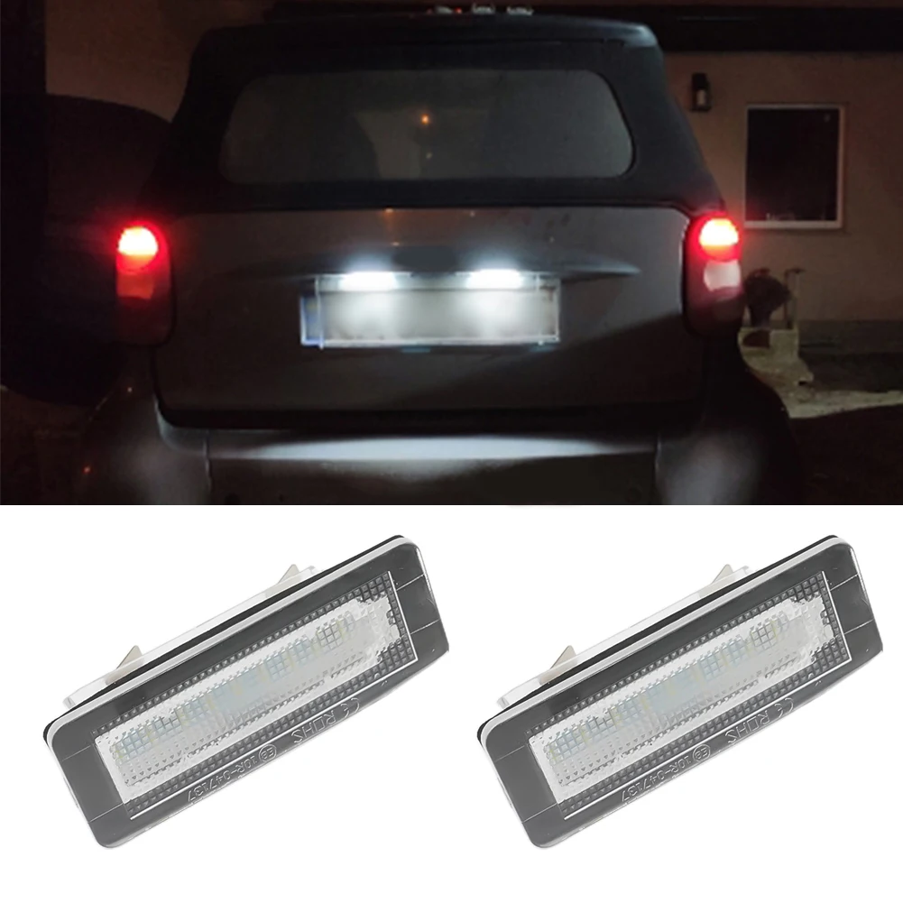 

License Plate Lights For Smart Fortwo LED License Lights Plate White (Type 451) 18 LEDs 2007-2015 High Brightness