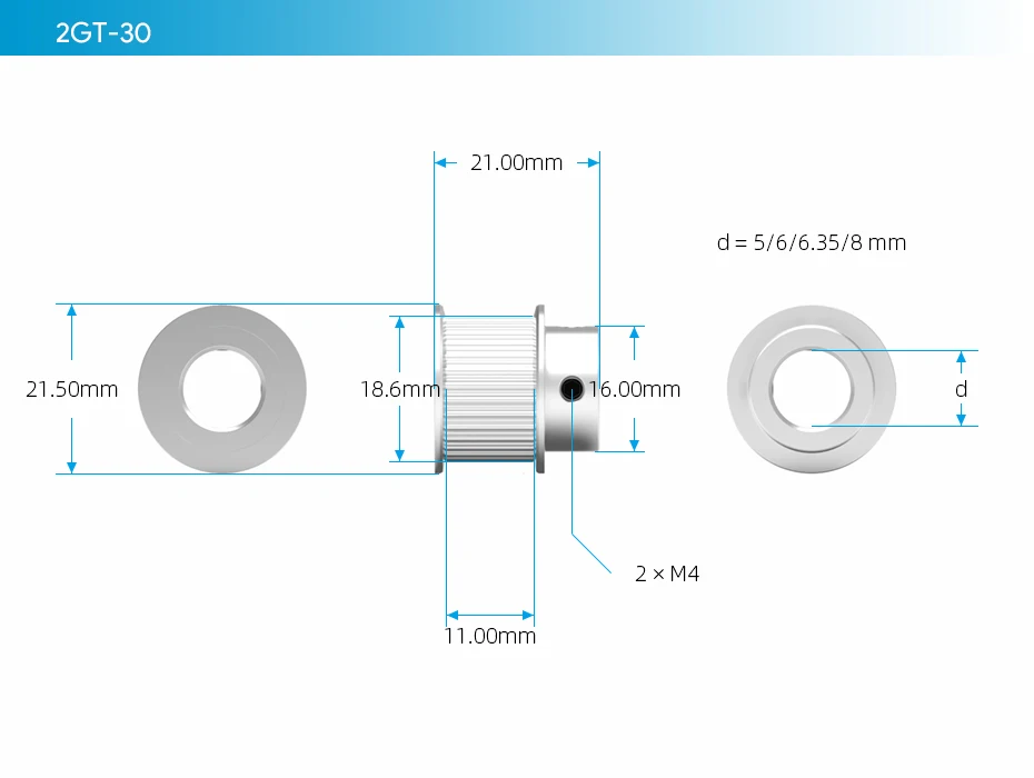 GT2 2GT Timing Pulley 30 36 40 60 80 Teeth Wheel Bore 5mm 8mm Aluminum Gear Teeth Width 10mm 3D Printer Parts Accessories