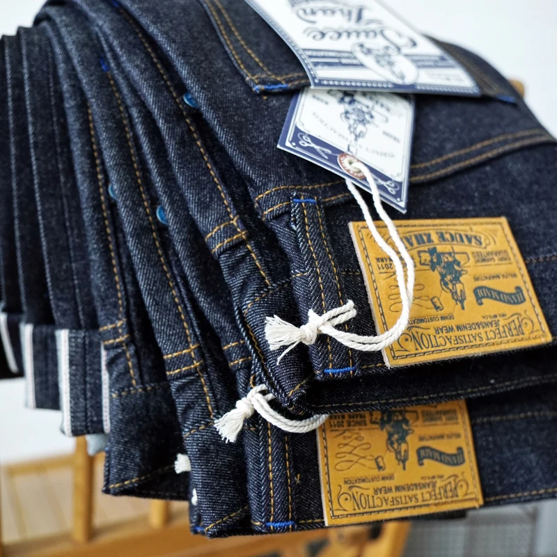Sauce Zhan SZ6601-10OZ Men Jeans Selvedge Sanforized Denim Jeans Summer Indigo Jeans for Man Regular Fit Straight Leg 10 Oz 2