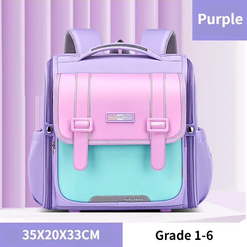 Primary Grade 1-6 Children British Style Horizontal Backpacks for Student New Girl Boy Oxford Fashion Large Schoolbags with Belt 5