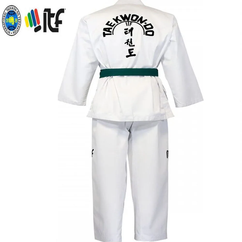 2023 New Adult Male Female Kids White Cotton Uniform ITF Approved Taekwondo Student Gi Equipment Doboks Karate Equipment