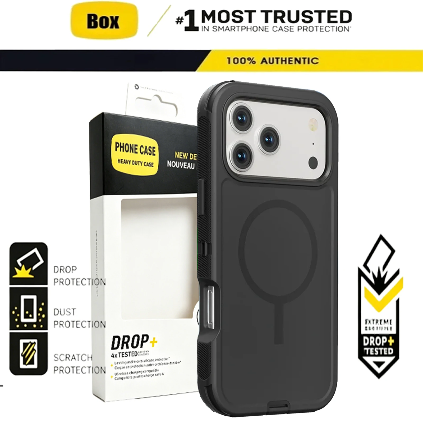 Heavy Duty 3-in-1 Shock Absorb Armor Case with MagSafe Charging Compatibility