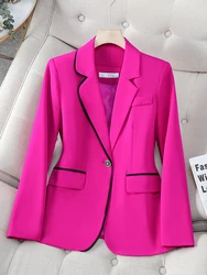 Fashion Autumn Winter Women Blazer Black White Pink Female Long Sleeve Single Button Ladies Work Wear Formal Jacket Coat
