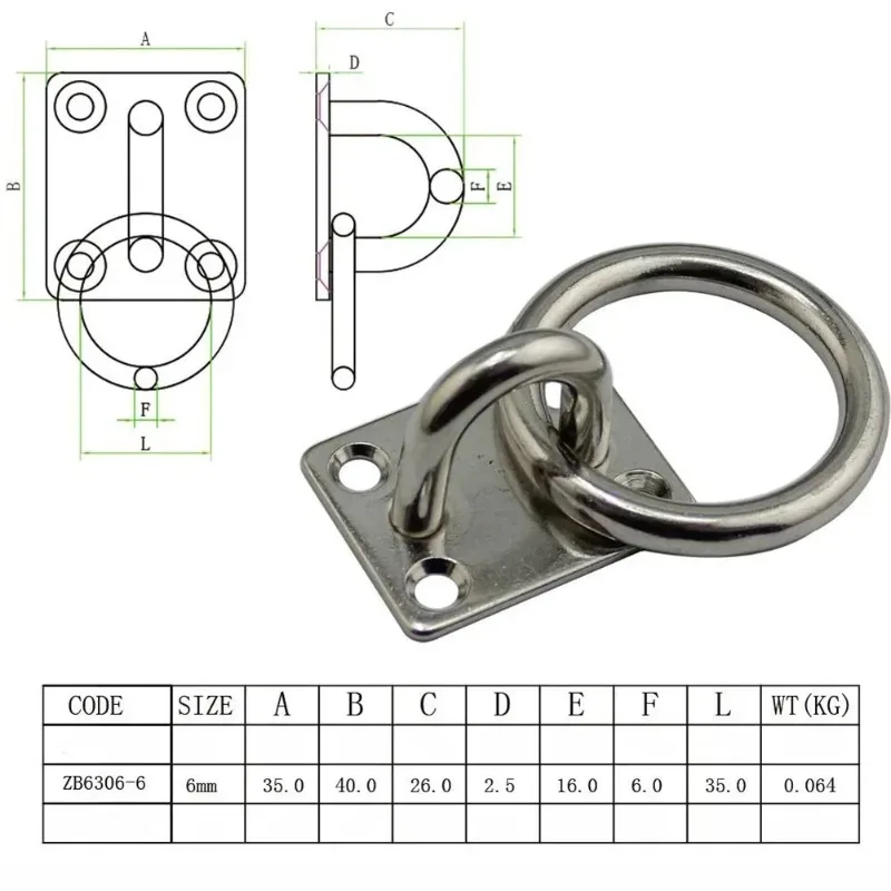 Marine Eye Plate Stainless Steel Universal Ring Stable Rust Protection Boat Cabin Accessories