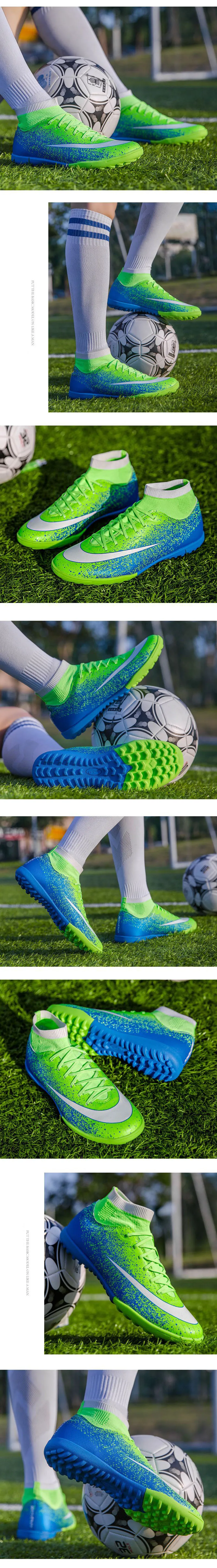 New Football Shoes High Ankle TF Sneakers Comfortable High Quality