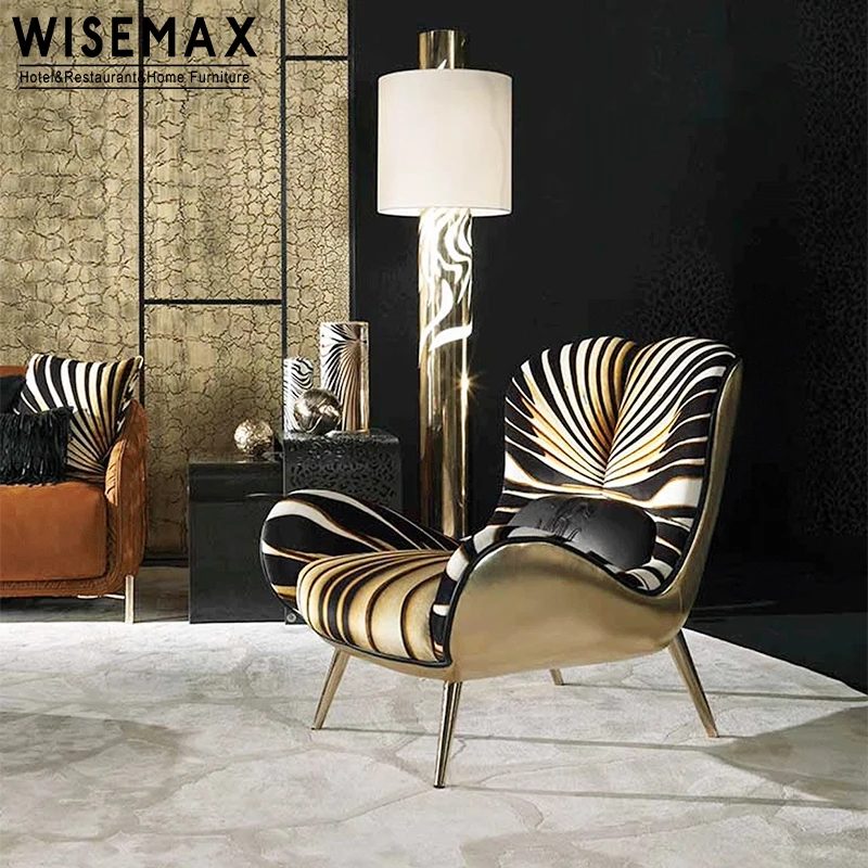 

WISEMAX FURNITURE Modern Design Single Seat Luxury Tiger Fabric Accent Chair Living Room Sofa Chair for Home Hotel Lobby
