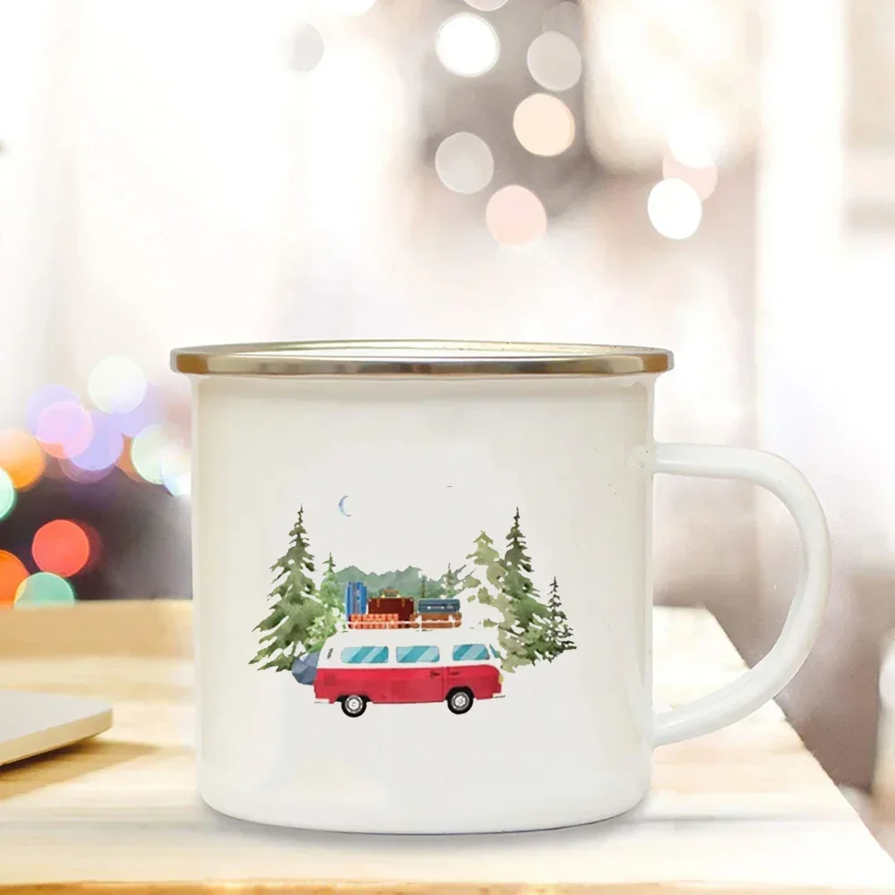 Adventure Enamel Mug for Outdoor Travel and Camping