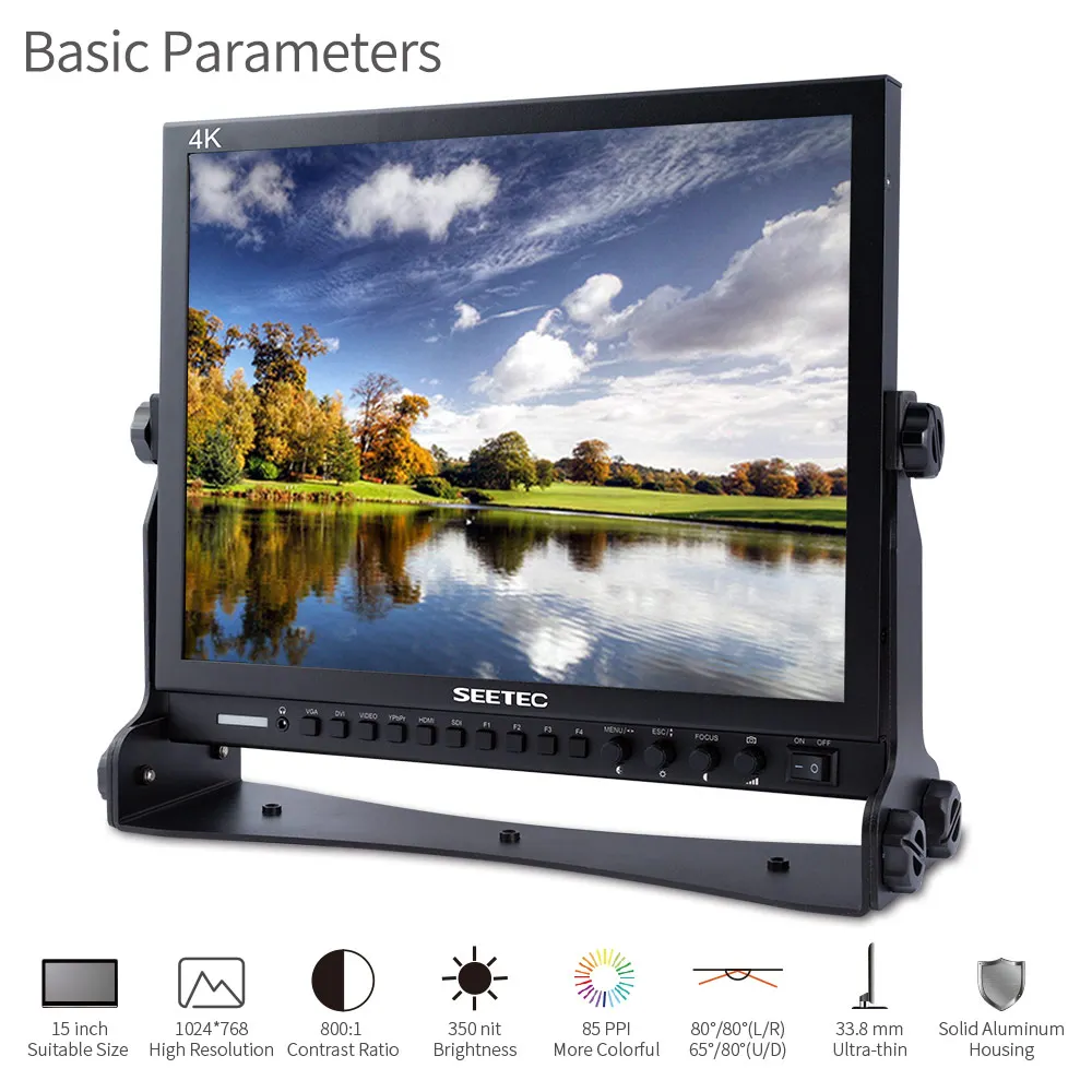 Seetec 15 Inch P150-3HSD 3G-SDI HDMI Broadcast Monitor HD 1024x768 with AV YPbPr Peaking Focus 15" LCD Monitor Aluminum Design