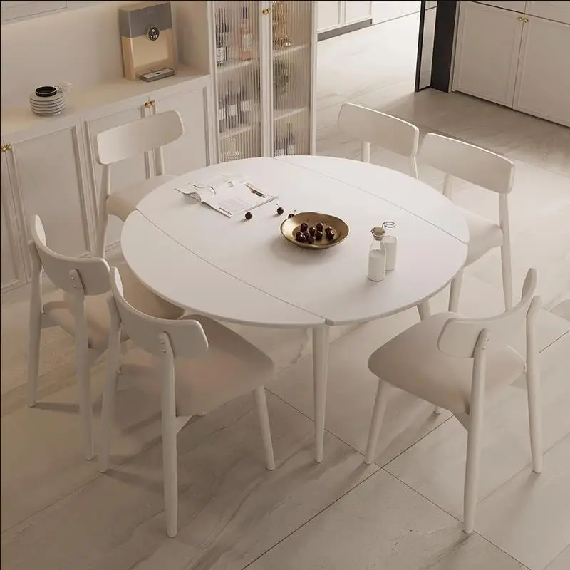 

White Nordic Dining Table Set Extendable Console Patio Round Dining Table Set Conference Juego De Comedor Salon Furniture