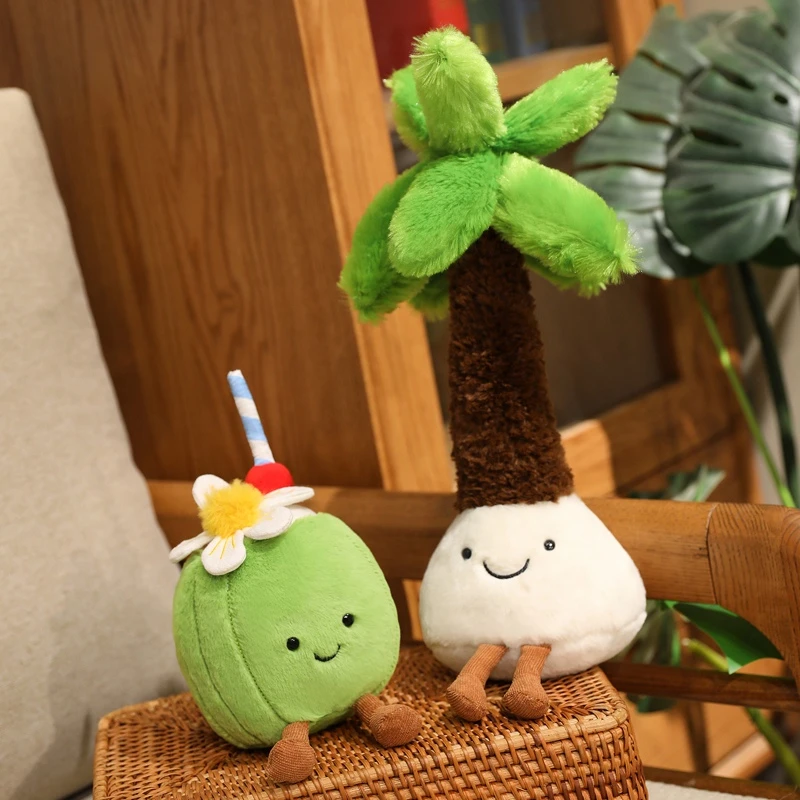 Cartoon Coral Coconut Lemon Soft Plush Toy for Girls Personalized Bedroom Decor Dragon Fruit Guitar Shaped Bed Companion Gift