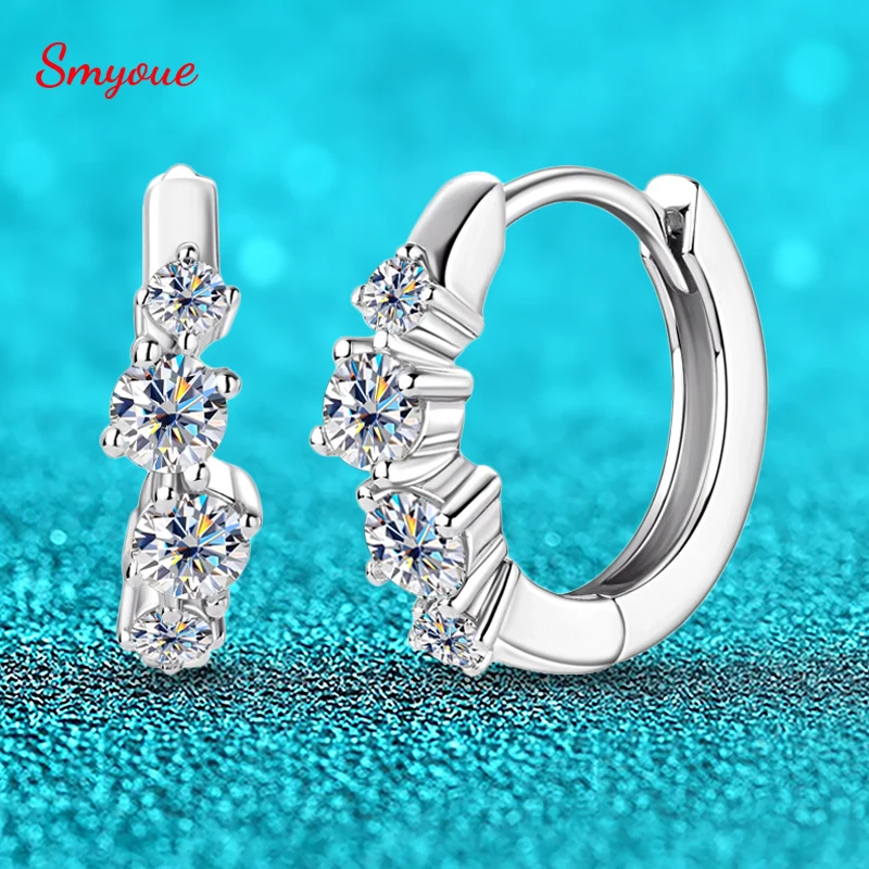 Smyoue 0.52cttw 3mm D Color Moissanite Hoop Earrings for