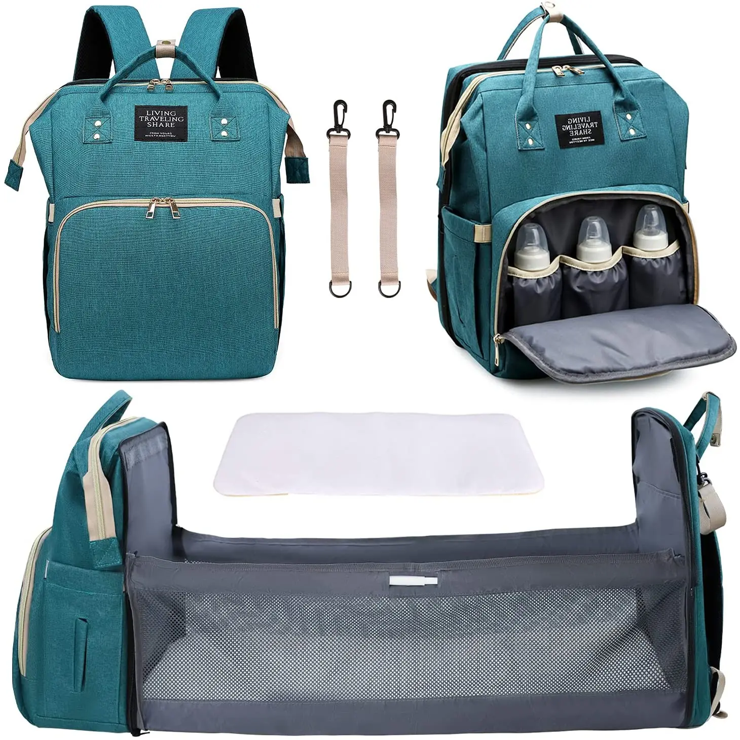 Usb Diaper Bag for Baby Boys Girls Backpack with Changing Station Foldable Travel Bed Large Capacity Waterproof | Мать и ребенок