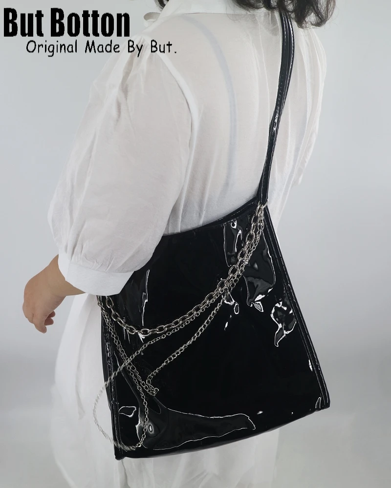 Gothic Women Y2K Girl Patent Leather Shoulder Bags Tote