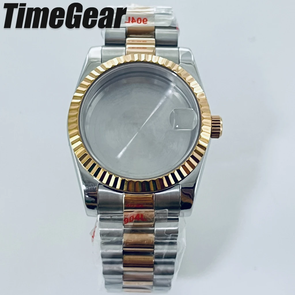 Silver Gold Rose Presidential Watch Case with Bracelet - 36mm/40mm