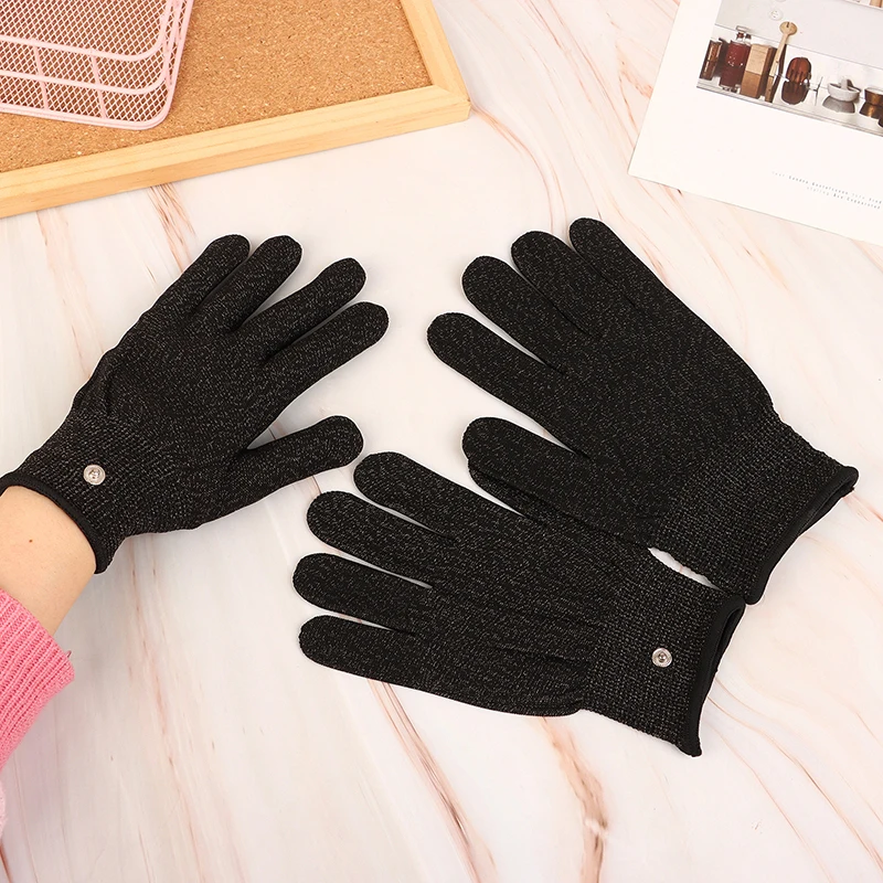 Conductive Silver Fiber Electrode Gloves Pads Electrotherapy Massage 1Pair