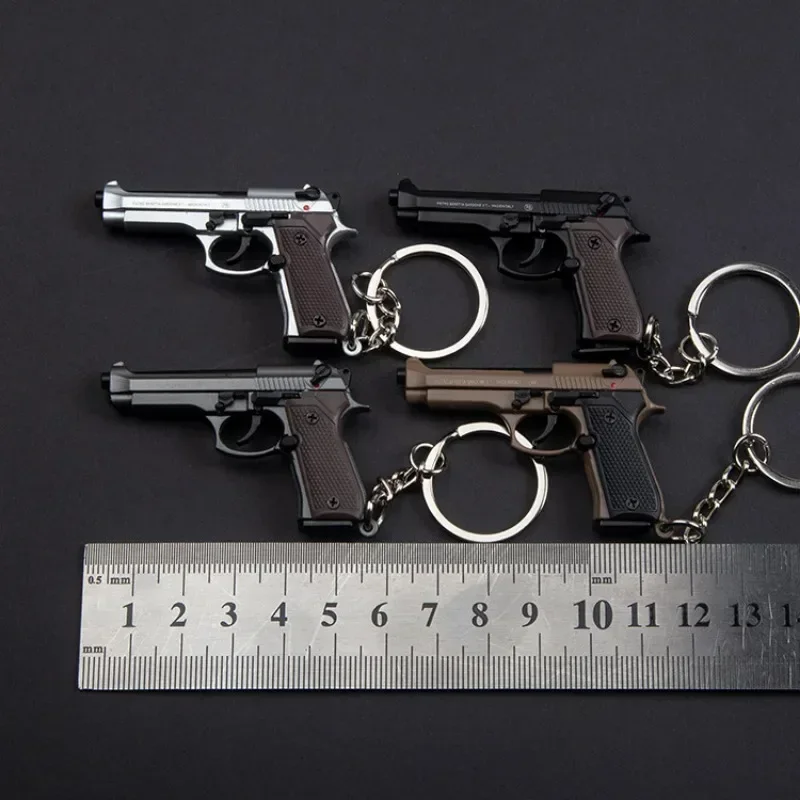 1:4 Scale Alloy M92 Pistol Mini Gun Metal Keychain M92 Pistol Keychain Fidget Toy PUBG Gun Gift Pubg Decoration Toys for Adult 6