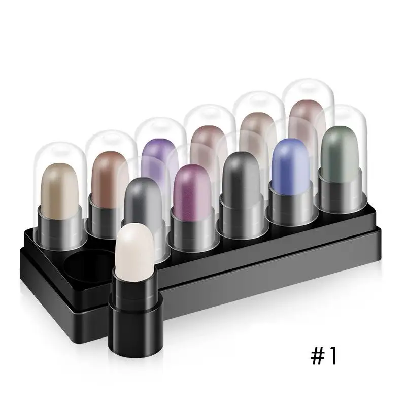 12pcs/set Eyeshadow Stick Glitter Waterproof Lasting Pearlescent Eyeshadow Pencil Highlighter Stick Pen Eyes Makeup Beauty Tools