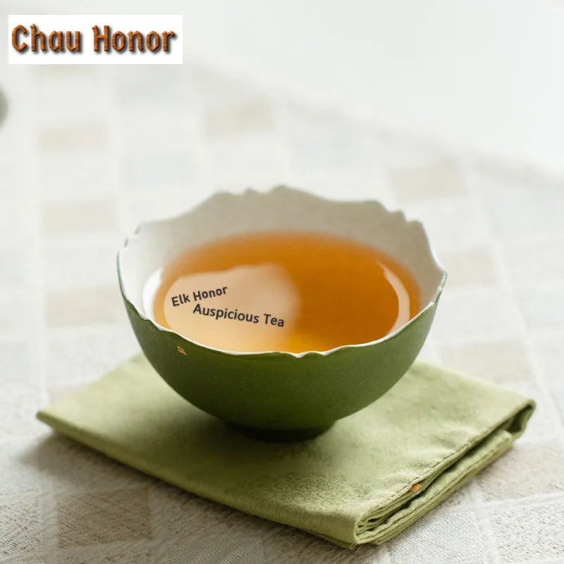 95ml Green Orange Sprinkling Golden Wave Teacup Ancient Tea Bowl Single Cups Tea-tasting Fragrance Cup Jianzhan Master Cups Gift