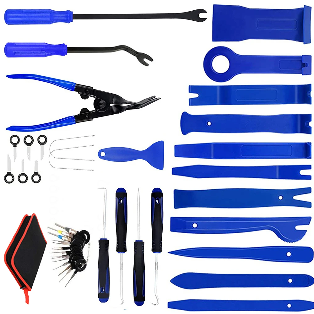 

38pcs Car Clip Pliers Fastener Remover Pry Tools Kit Radio Audio Panel Door Dash Window Removal Molding Hand Auto Trim Removal