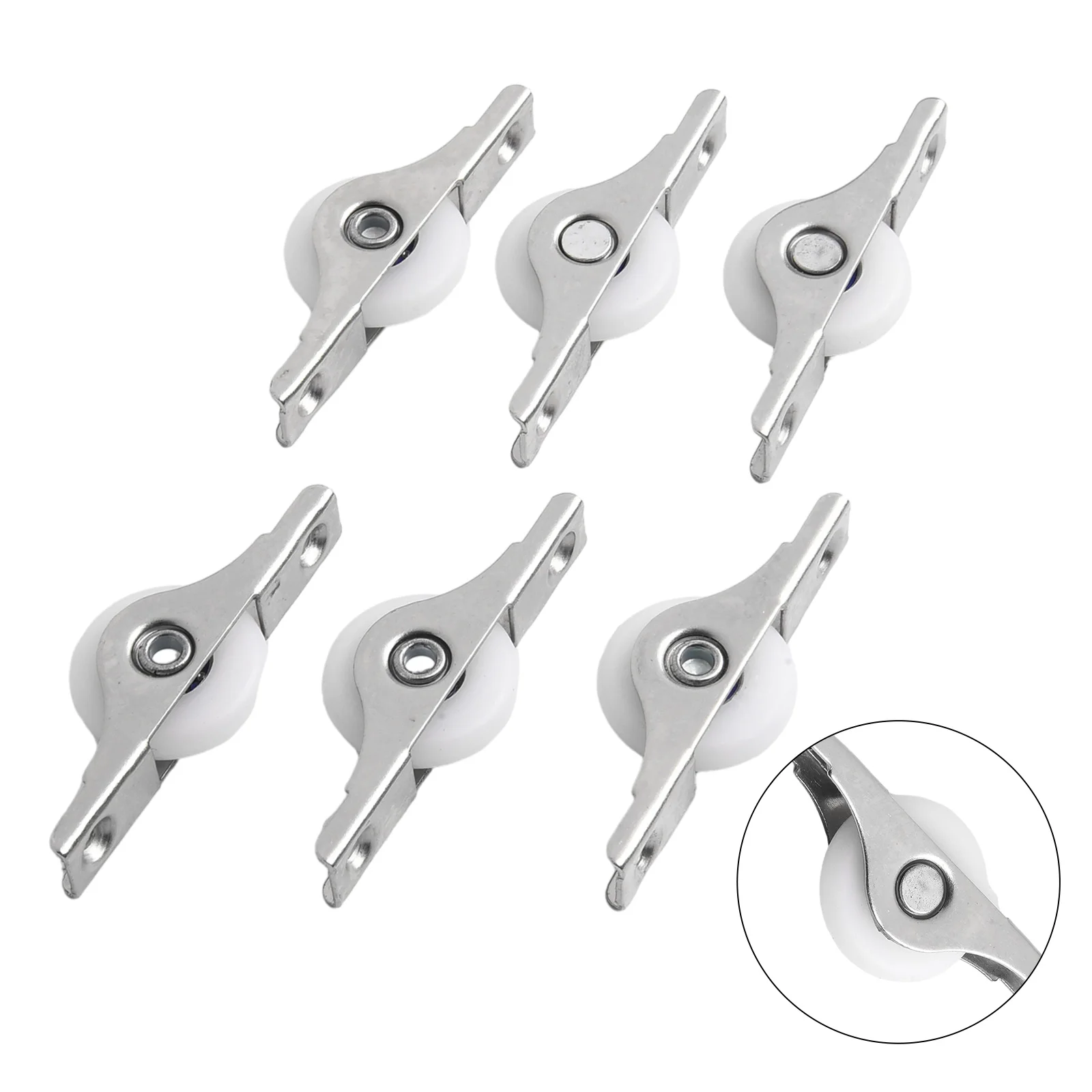 Description Picture 4 of itemAccessory New Scroll Wheel Sliding Wardrobe Window Pulley Hardware Home Kitchen Nylon Plastic+stainless Steel Roller 6pcs