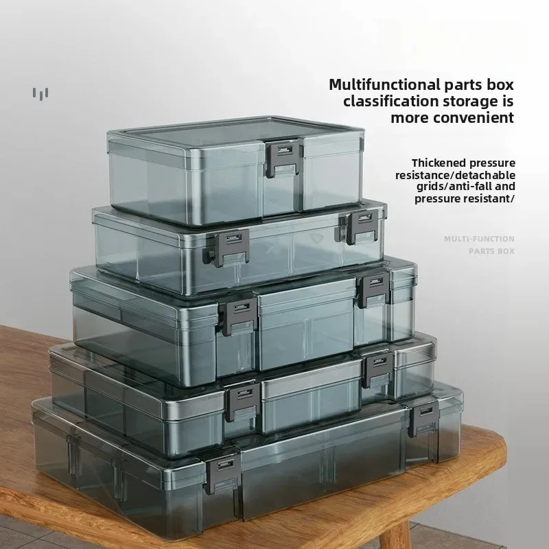 Scatola portaoggetti in plastica impilabile, contenitore per parti hardware con griglia ispessita, scomparto per cassetta degli attrezzi per componenti elettronici - immagine 5