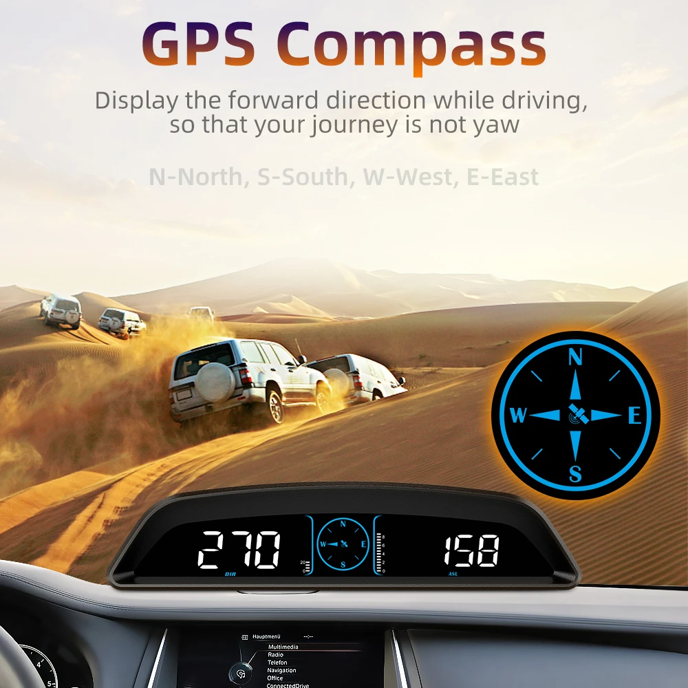Fastsun G3 GPS Digital Speedometer, Car Heads Up Display, Multiple Display  Showing Compass, Driving Time and Speed, Compatible with All Models Cars
