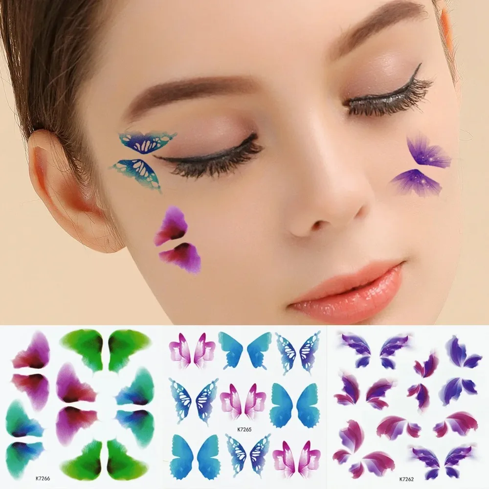 

Butterfly Eyelid Decor Stickers Face Stickers Waterproof Glittering Tattoos Festival Body Tattoos Stage Performance Party Makeup