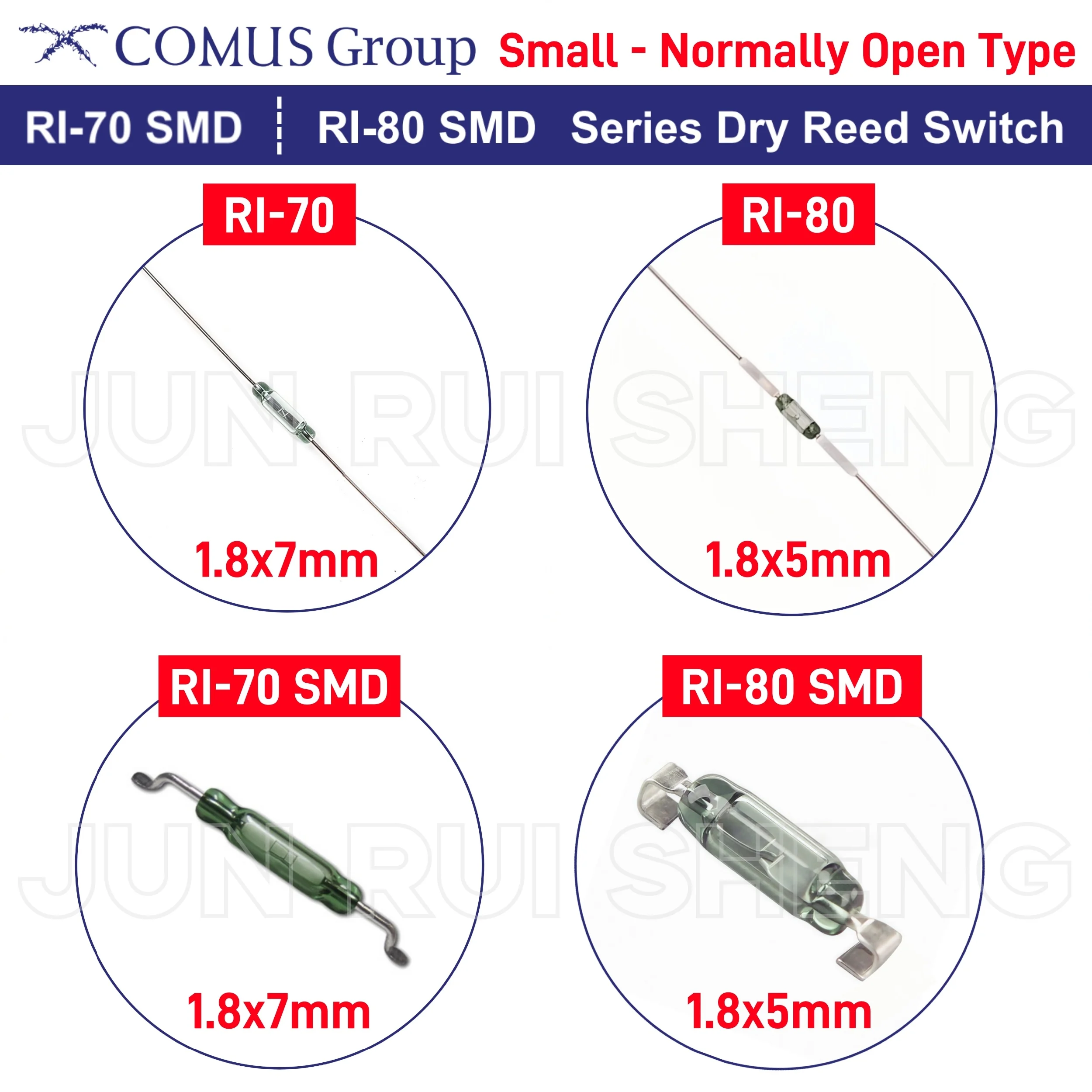 10PCS Reed Switch RI-80 1.8*5MM RI-70 1.8*7MM SMD Normally Open NO RI ...