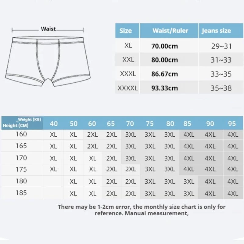 4Pcs Men's Boxer U Convex Printed Underpants Male Fashion Comfortable Shorts Panties Man Solid Breatable Underwear 45-100kg - Image 6
