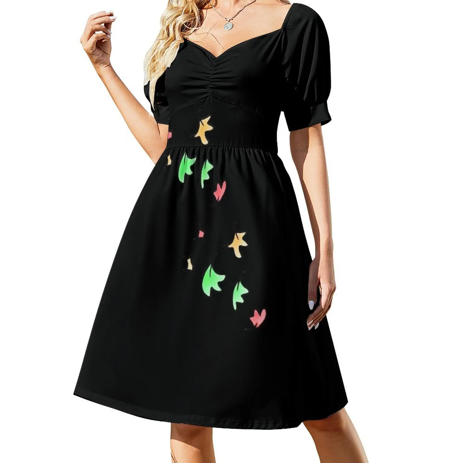 thumbnail image 1 of Heartstopper leaves - Mesmerizing Short-Sleeved Dress Elegant gowns dresses summer woman, 1 of 8