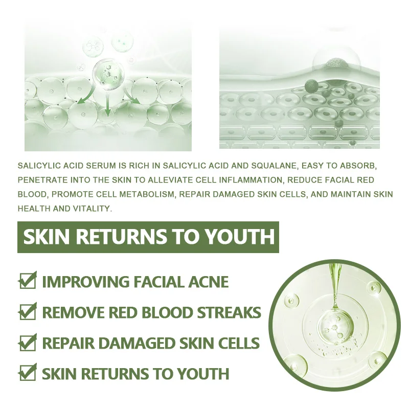 Korean Salicylic Acid Anti-Acne Face Serum Acne Removing Essence Squalane Vitamin E Moisturizing Brightening Skincare Products 2