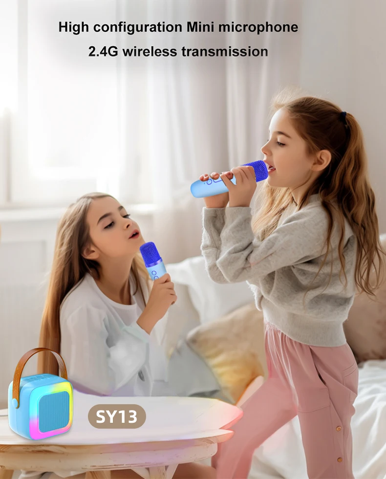 가정용 노래방 기계, 휴대용 블루투스 5.3 PA 강력한 베이스 스피커 시스템, 무선 마이크 2 개 포함, 가족 노래, 신제품