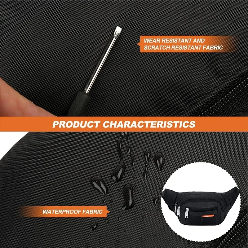 Men Waist Pack  zipper waist bag, large capacity, lightweight, portable, adjustable bag, suitable for outdoor hiking and running 3