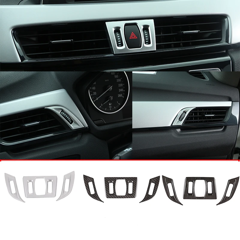 Carbon ABS Chrome Inside Decoration Side Dashboard AC Outlet Vent Frame Cover Trim Sticker Accessory For X1 F48 2016 2017 2018 
