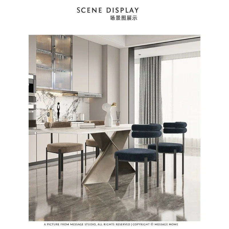 

Customized Italian Light Luxury Dining Chair Designer Sample Room Dressing Table Half Arc Backchair Modern Simple Home Chair