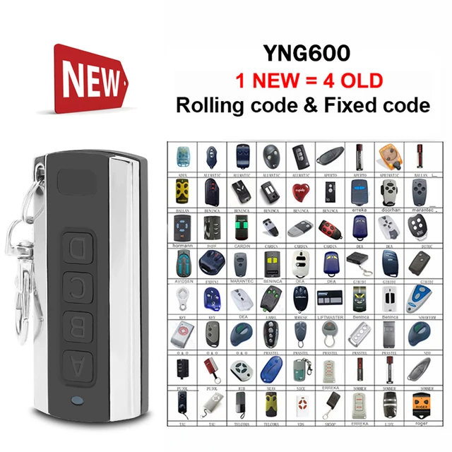 4 in 1 280MHz-868MHz MultiFrequency Garage Door Remote Control Duplicator 868MHz 433MHz Gate Remote Control Garage Door Opener 6