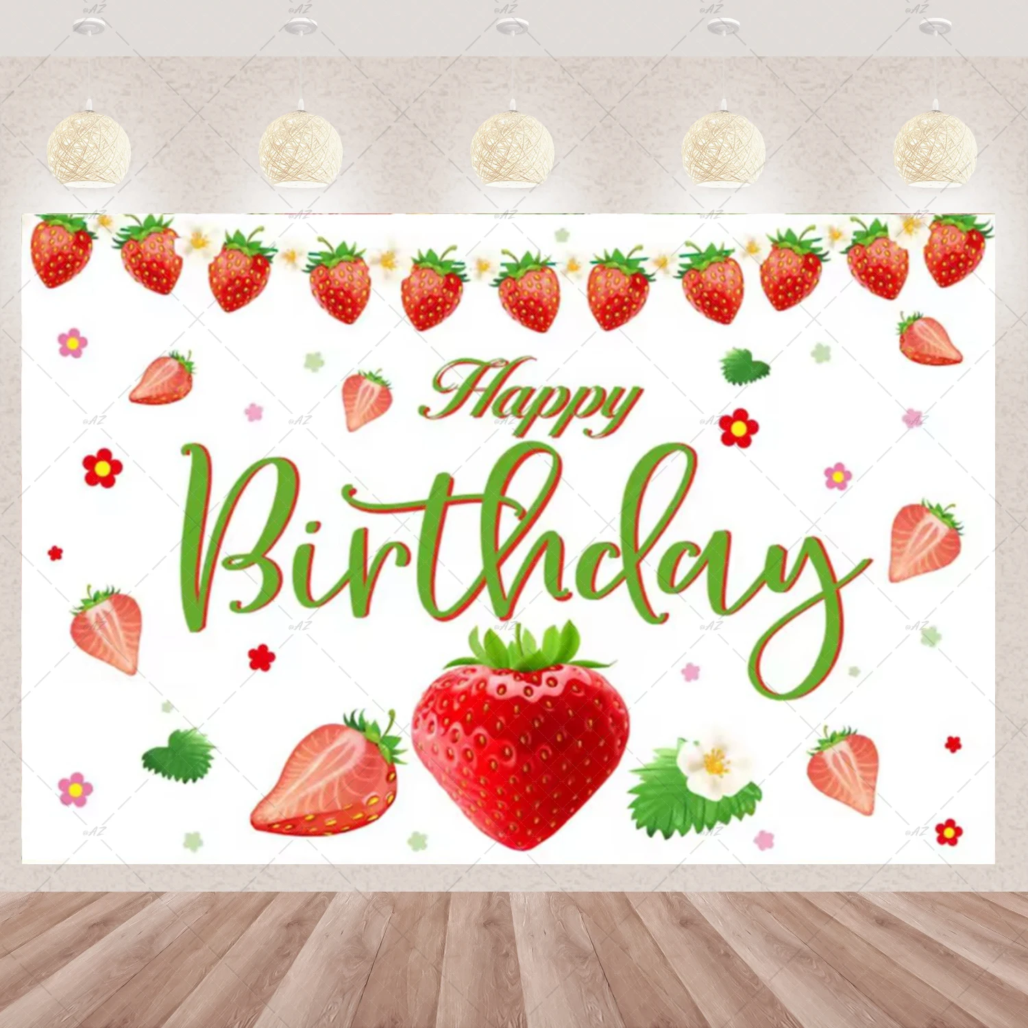 Süße Erdbeere Gänseblümchen Thema Mädchen Geburtstag Party Dekorationen rosa Hintergrund Obst Wand Banner Kind Geschenke Baby Dusche liefert – Detail 14
