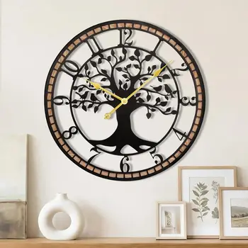 20” Tree of Life Metal & Wood Wall Clock 1