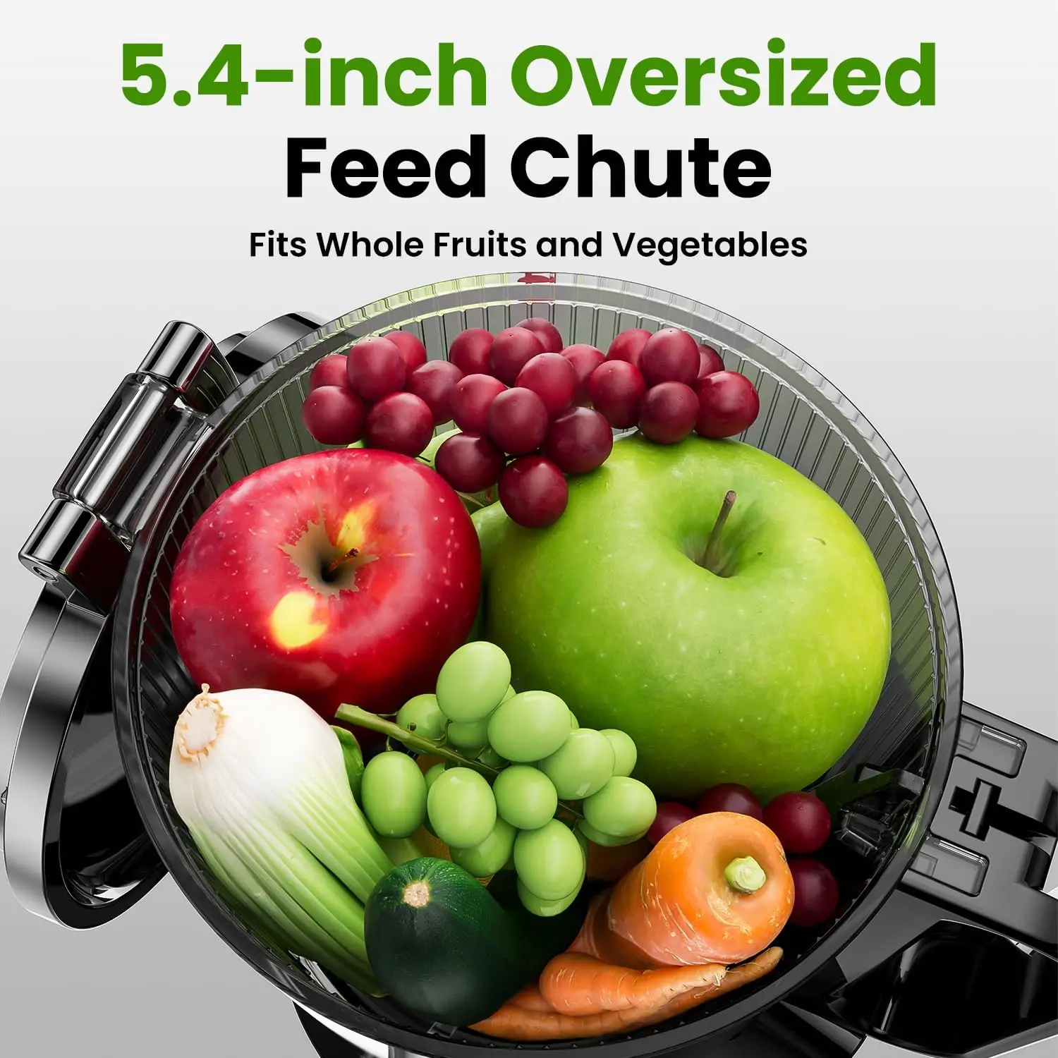 Cold Press Juicer, Slow Masticating Machines with 5.4" Extra Large Feed Chute Fit Whole Fruits & Vegetables Easy Clean Sel 2