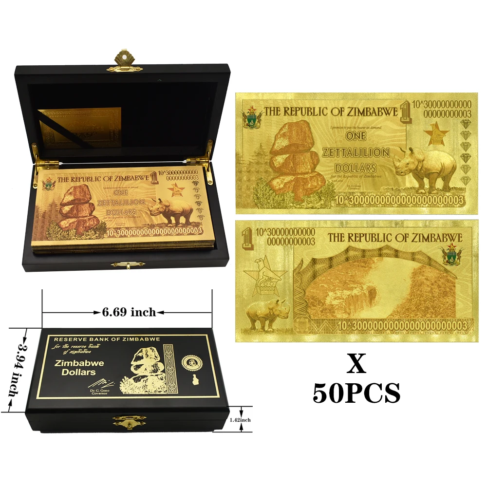 

50 шт./коробка, фольгированные банкноты в деревянной коробке