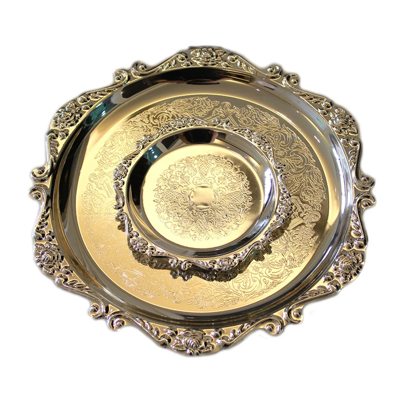 

Large, Medium and Small Silver-Plated Cake Tray Afternoon Tea Snack Plate Jewelry Storage Tray Decoration Dessert Table Snack