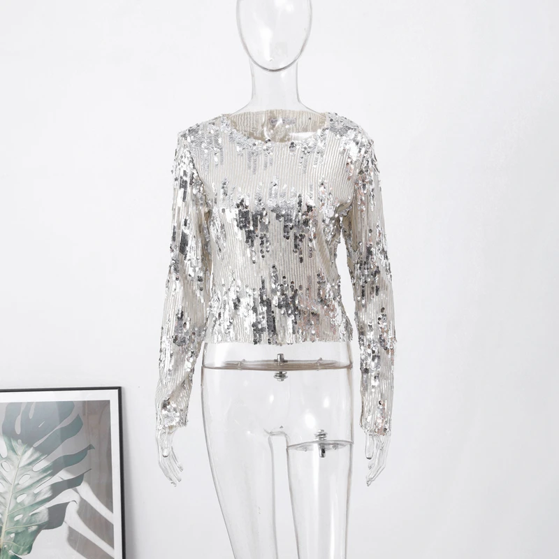 Sf4b942b078724124b5431264f247b6d7y Sequins Knitted Sweaters For Women Autumn Winter Pullover Long Sleeve Metallic Hoodie Shiny Elegant Female All-match Coats Mallzona